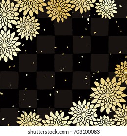 Golden chrysanthemum flower in a checkered pattern