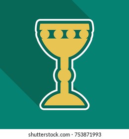 Golden church goblet color icon. Chalice. Holy water bowl. Isolated vector illustration
