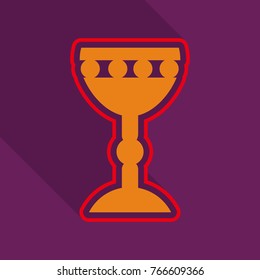 Golden church goblet color icon. Chalice. Holy water bowl. Isolated vector illustration