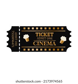 Golden cinema ticket. Admit one ticket