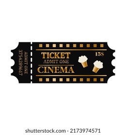 Golden cinema ticket. Admit one ticket