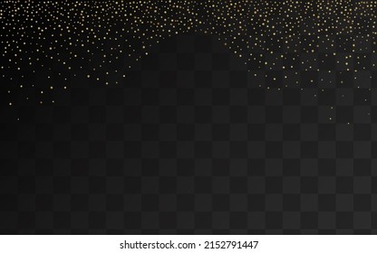 Golden Circle Anniversary Vector Transparent Background. Rich Dot Banner. Gold Sequin Glamour Background. Rain Effect Wallpaper.