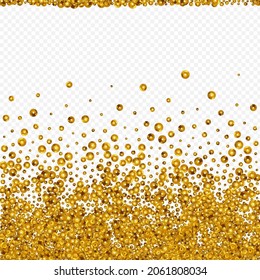 Fondo transparente del vector de arte del círculo dorado. Invitación al polvo transparente. Tarjeta Luminosa Gold Dot. Diseño del vector Polka.