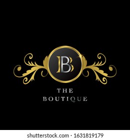 Golden Circle B Logo Luxury Boutique vector design concept.