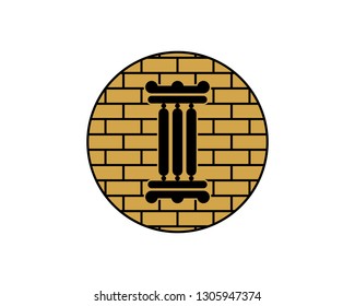 golden circle bricks pillar logo icon design 2