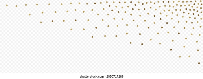 Golden Circle Bridal Vector Panoramic Transparent Background. Modern Polka Banner. Yellow Shine Light Wallpaper. Sequin Isolated Design.