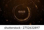 Golden circle composed of shimmering golden light trails, fireworks, and gold confetti vibe. For holiday marketing campaigns (New Year, Christmas), wedding invitation suites, anniversary announcements