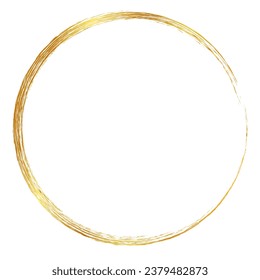 marco de crayón de círculo dorado, esbozo de dibujo a mano aislado en blanco
