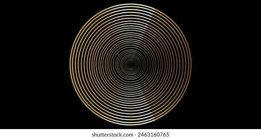Golden Circle Design For Background, Wrapping, Website Decoration, Striped Texture Icon, Hand Drawn Circle Design Element Vector Illustration.	