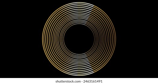 Diseño de círculo dorado para fondo, envoltura, decoración de Sitio web, icono de textura a rayas, Ilustración vectorial de elemento de diseño de círculo dibujado a mano.	