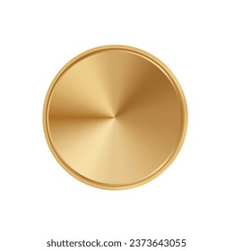 Golden circle disk plate vector. Coin template