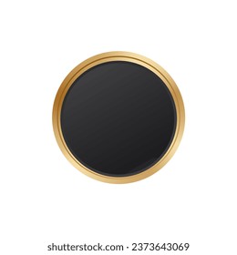 Golden circle disk plate vector. Medal template