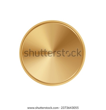 Golden circle disk plate vector. Coin template