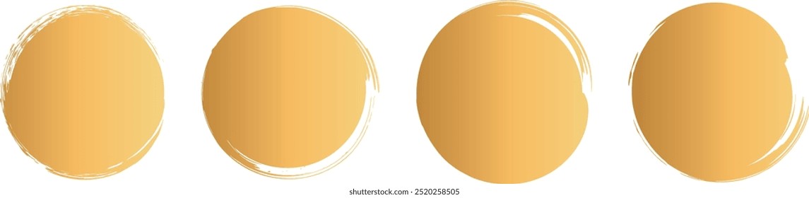 Golden circle drawn with ink gradation circle simple set