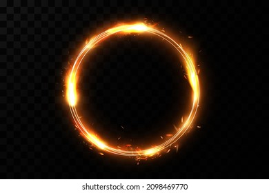 Golden circle with fire effects.Light effect.Vector