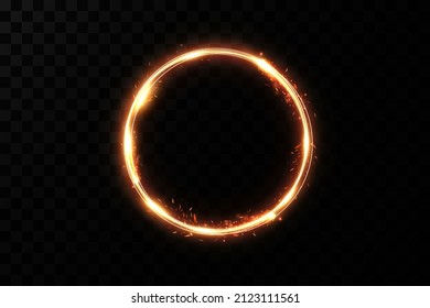 Golden circle with fire effects.Light effect.Vector