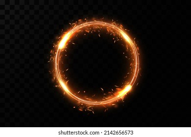 Golden circle with fire effects.Light effect.Vector