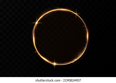 Golden circle with fire effects.Light effect.Vector