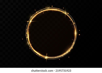 Golden circle with fire effects.Light effect.Vector