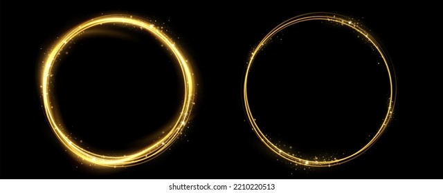 Golden circle with fire effects.Light effect.Vector