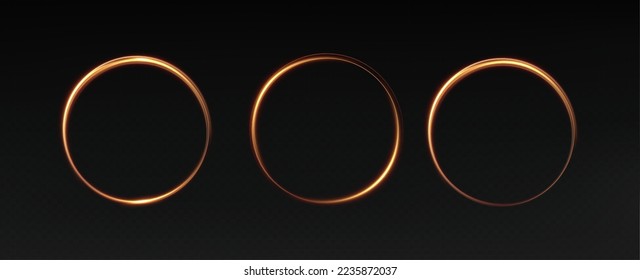Golden circle with fire effects.Light effect.Vector
