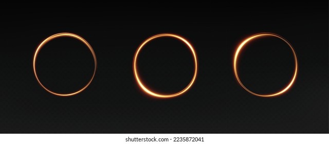 Golden circle with fire effects.Light effect.Vector