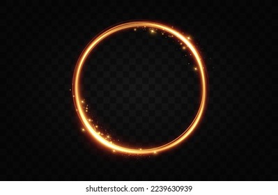 Golden circle with fire effects.Light effect.Vector.