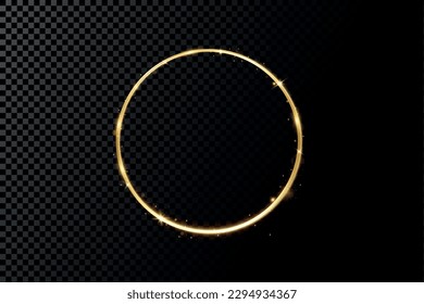 Golden circle with fire effects.Light effect.Vector.