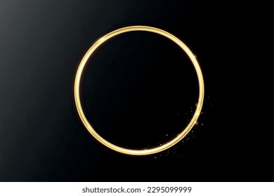 Golden circle with fire effects.Light effect.Vector.