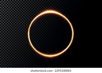 Golden circle with fire effects.Light effect.Vector.