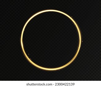 Golden circle with fire effects.Light effect.Vector.