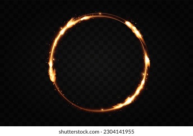 Golden circle with fire effects.Light effect.Vector