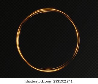 Golden circle with fire effects.Light effect.Vector.