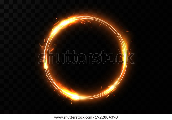 Golden\
circle with fire effects.Light\
effect.Vector