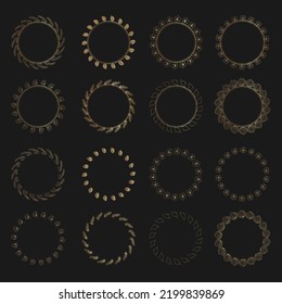 Golden circle flower frame wreath collections set