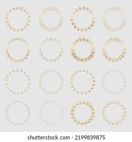 Conjunto de colecciones de flores de marco de flores de círculo dorado