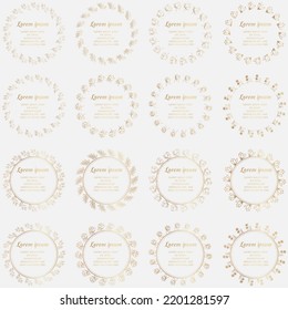 Golden circle flower frame wreath collections set