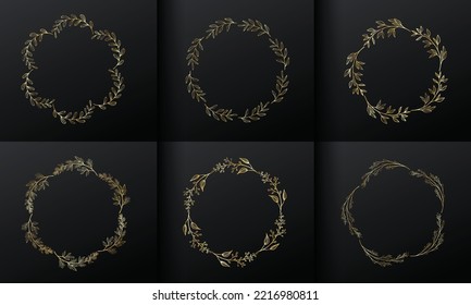 Golden circle flower luxury frame for monogram logo design. Free Vector Image