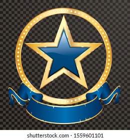 golden circle frame and blue star, show business and entertainment background