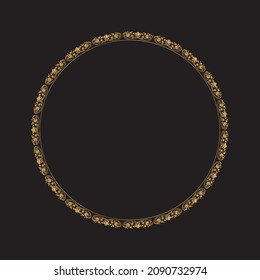 Golden circle frame with floral ornament design