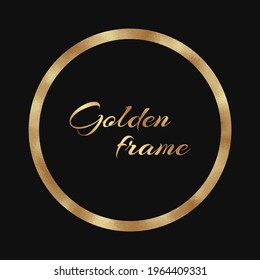 Golden circle frame of glittering foil on a black background.