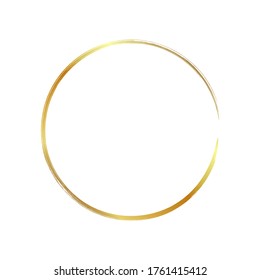 goldener Rahmen, handgezeichnet goldener Kreis, einzeln auf weißem Hintergrund.