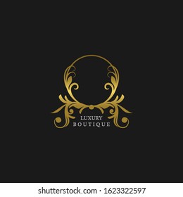 Golden Circle Frame Luxury  Boutique  Logo, vector design concept  for initial, luxury business, hotel, wedding service, boutique, decoration and more brands.