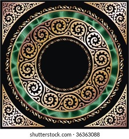 golden circle frame with malachite