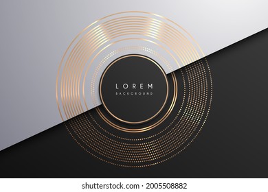 Golden circle frame on black and white background