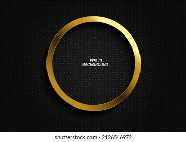 Golden Circle  Frame on a Black Background, Digital Luxury, shiny realistic elements.