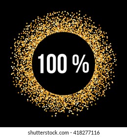 Golden Circle Frame with One Hundred Percent Text on Black Background
