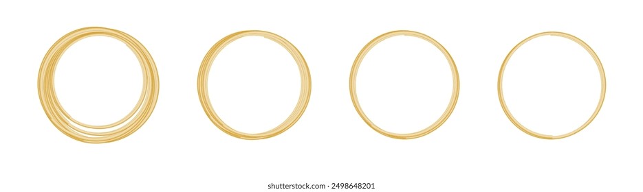 Golden circle frame set. Gold circles frames. Round shiny design element. Vector