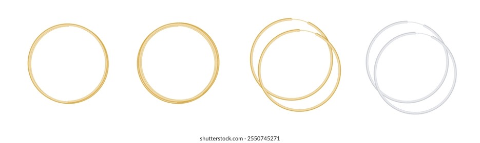 Golden circle frame set. Gold circles frames. Round shiny design element. Vector