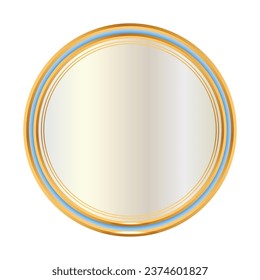 Golden circle frame text box with gold award ribbon icon anniversary badge